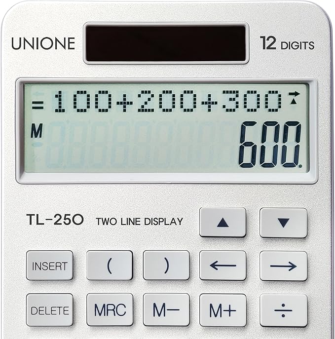 New, Two Line Display, Desktop Calculator. History Function- 30 Memories, Calculator with Large LCD for Home & Office Use, 4.5×7 inch (Silver)