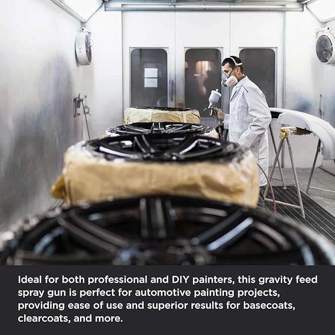 TTCP Global Professional HVLP Spray Gun 2.0mm - Gravity Feed Auto Paint Gun Kit for Basecoat, Clearcoat, Primer - Spray Guns Paint Sprayer with Air Compressor Regulator (G6600-13)