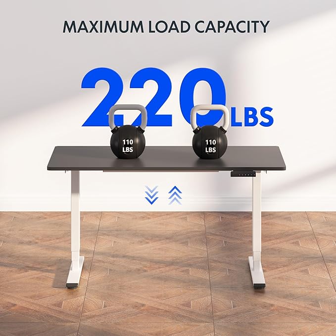 FLEXISPOT E6 Essential 3 Stages Dual Motor Electric Standing Desk 55x28 Inch Whole-Piece Board Height Adjustable Electric Sit Stand Desk(White Frame + Black Desktop, 2 Packages)