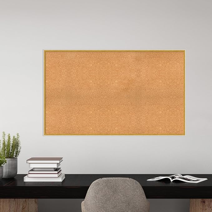 Amanti Art Natural Cork Board for Wall, 31x51 Vision Board with White Frame, Oversize Corkboard Office Decor for Home Organization, Modern Corkboard Pinboard to Display Items for Home Organization in