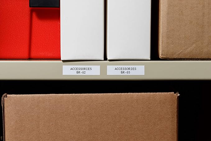 Brady M210 Portable Label Printer with Rubber Bumpers, Multi-Line Print, 6 to 40 Point Font & Authentic (M21-375-595-WT) All-Weather Vinyl Label for Indoor/Outdoor ID, Lab and Equipment Labeling