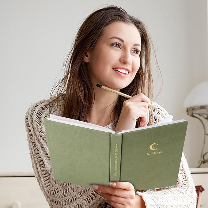 CAGIE Lined Journal Notebook for Women Men, A5 Hardcover Linen Journals For Writing 256 Pages, Aesthetic Womens Diary, Gifts 8.3'' x 5.7'' Olive