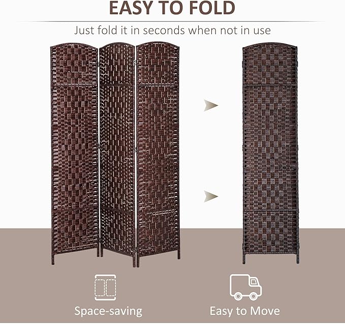 NicBex Room Divider 3 Panel Room Dividers with Wicker Weave Design Partition Room Dividers and Folding Privacy Screens 6 FT Wall Divider for Office, Room Separation,53.25"W x 0.75"D x 70.75"H, Brown