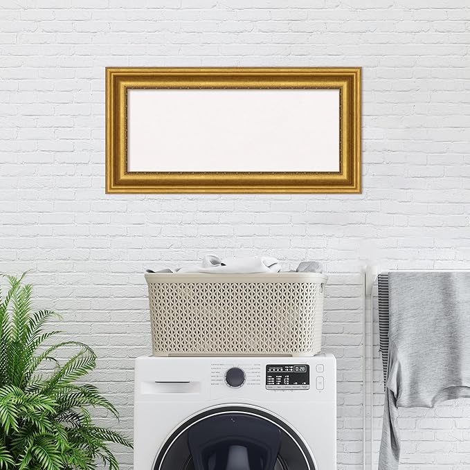 Amanti Art White Cork Board for Wall, 18x36 Vision Board with Gold Frame, Medium Corkboard Office Decor for Home Organization, Traditional Corkboard Pinboard to Display Items for Home Organization in