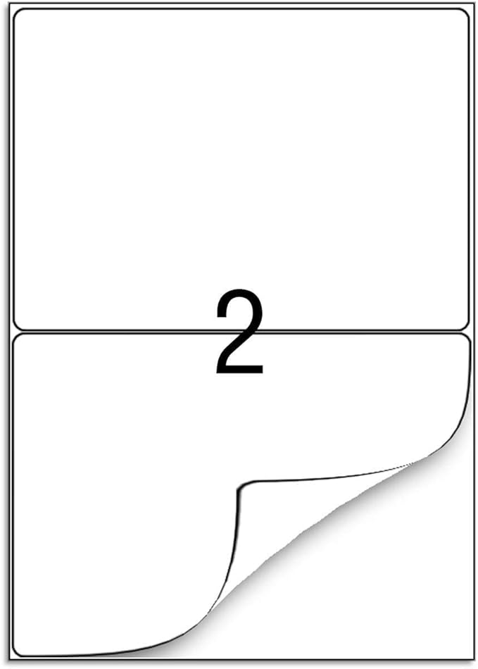 BESTEASY 16000 Round Corner Half Sheet Self Adhesive Shipping Labels for Laser and Ink Jet Printers, White Blank (8000 Sheets, 16000 Labels)