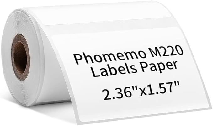 Phomemo 2.35"x 1.57" Thermal Sticker Label 180 Pcs/Roll Compatible with M220,M250,M260,M421,M221,M200 Label Printer, Strong Permanent Adhesive & Perforated, for Customer Mailer, Business Letter, Gift