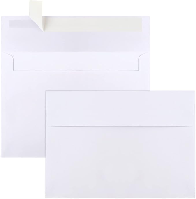 Joyberg 50 Packs 5x7 Envelopes, White A7 Envelopes for Invitations, Printable, Self Seal for Weddings, Invitations, Photos, Postcards, Greeting Cards, Mailing