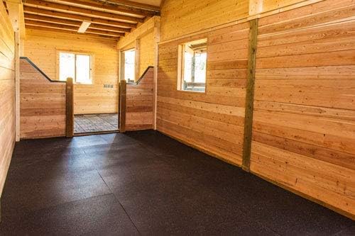 American Heavy Duty Stall Tiles - Thick, Durable Rubber Flooring - Solid Black 10' x 20' Set 1/2" Thick (50 Tiles)