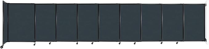Wall-Mounted Sliding StraightWall Room Divider | Adjustable Widths | Locking Wheels | Room Separator | Up to 19'9" Wide x 4' Tall Blue Spruce Fabric Panels