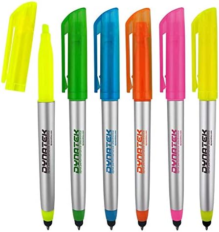 Personalized Pens with Highlighter and Stylus -250 Pack Bulk-Free Imprint - 3 In Highlighter, Ballpoint Pen, and Stylus Combo- add Custom Business Name, Logo or Gift Message- Pink