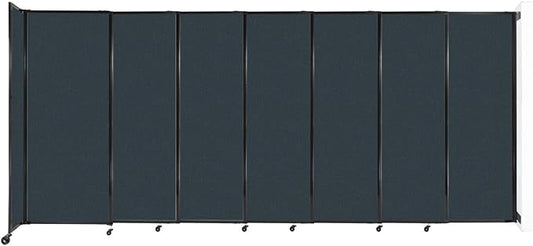 Wall-Mounted Sliding StraightWall Room Divider | Adjustable Widths | Locking Wheels | Room Separator | Up to 15'6" Wide x 6'10" Tall Blue Spruce Fabric Panels
