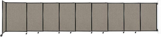 Wall-Mounted Sliding StraightWall Room Divider | Adjustable Widths | Locking Wheels | Room Separator | Up to 19'9" Wide x 4' Tall Warm Pebble Fabric Panels