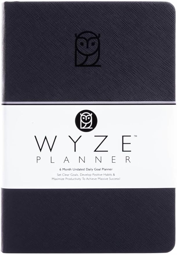 Undated Daily Planner – 6-Month A5 Productivity Organizer with Full Page Per Day, Hourly Schedule, Goal Setting, Habit Tracker, Weekly & Monthly Pages – Hardcover Time Management Notebook (Black)