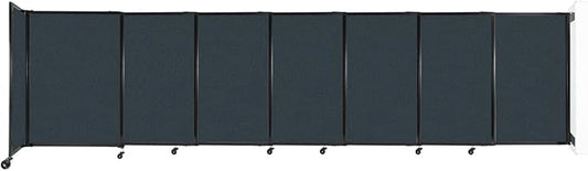 Wall-Mounted Sliding StraightWall Room Divider | Adjustable Widths | Locking Wheels | Room Separator | Up to 15'6" Wide x 4' Tall Blue Spruce Fabric Panels