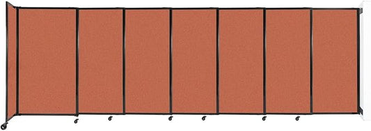 Wall-Mounted Sliding StraightWall Room Divider | Adjustable Widths | Locking Wheels | Room Separator | Up to 15'6" Wide x 5' Tall Papaya Fabric Panels
