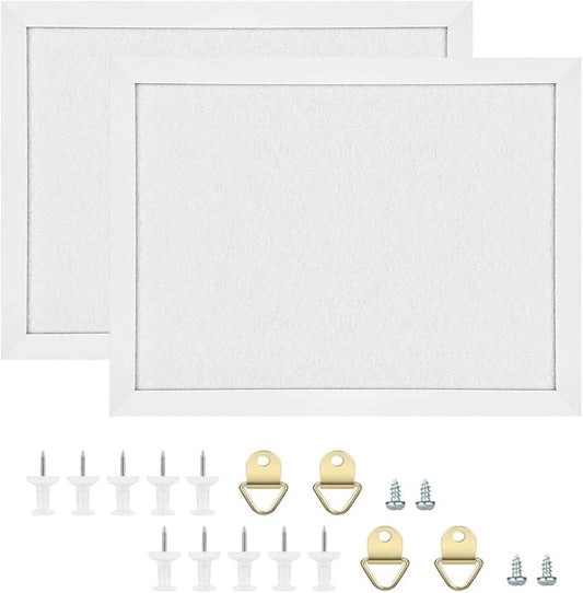 TORASO Cork Board Bulletin Board, Cork Boards for Walls with Pins, Eye Bolts, gaskets, Screws, Pin Board for Office, School and Home (White, 11“x14.5” - 2p)