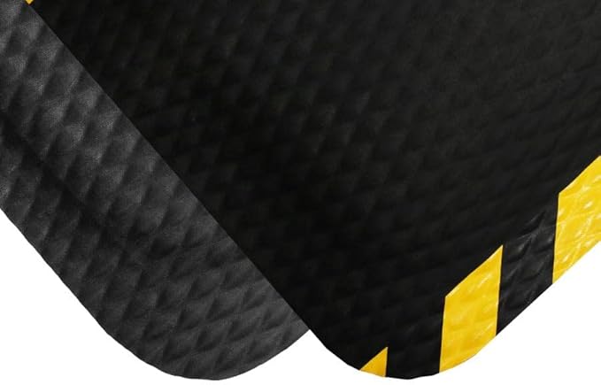 American Floor Mats Hog Heaven Premium 7/8" Black & Yellow Border 2' x 3' Nitrile Backed Anti-Fatigue Comfort Mat