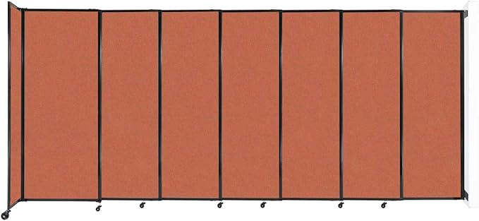 Wall-Mounted Sliding StraightWall Room Divider | Adjustable Widths | Locking Wheels | Room Separator | Up to 15'6" Wide x 6'10" Tall Papaya Fabric Panels