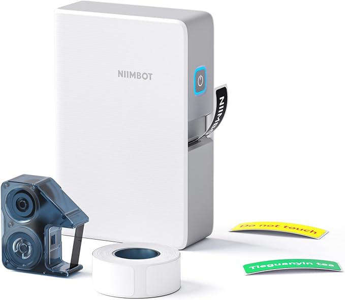 NIIMBOT N1 Label Maker with Tape, Portable Bluetooth Label Printer Support Color Printing, Mini Sticker Labeler Rechargeable for Home Office Small Business Outdoor Storage, White