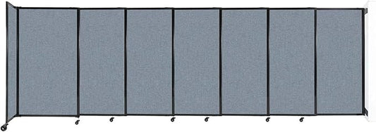 Wall-Mounted Sliding StraightWall Room Divider | Adjustable Widths | Locking Wheels | Room Separator | Up to 15'6" Wide x 5' Tall Powder Blue Fabric Panels