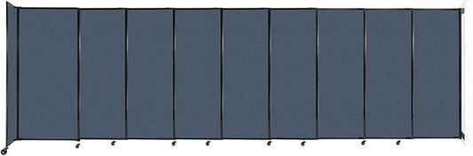 Wall-Mounted Sliding StraightWall Room Divider | Adjustable Widths | Locking Wheels | Room Separator | Up to 19'9" Wide x 6' Tall Ocean Fabric Panels