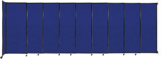 Wall-Mounted Sliding StraightWall Room Divider | Adjustable Widths | Locking Wheels | Room Separator | Up to 19'9" Wide x 6'10" Tall Royal Blue Fabric Panels