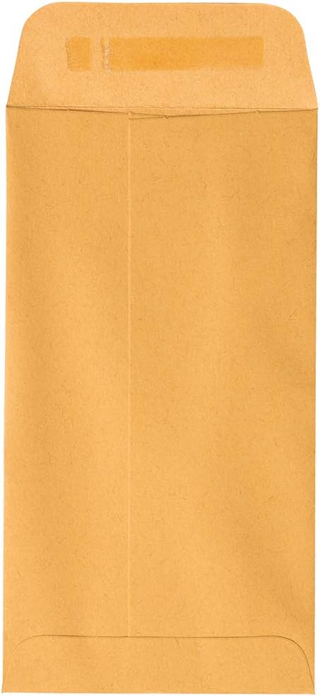 JAM PAPER #7 Coin Business Envelopes with Peel and Seal Closure - 3 1/2 x 6 1/2 - Brown Kraft Manila - 100/Pack