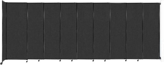 Wall-Mounted Sliding StraightWall Room Divider | Adjustable Widths | Locking Wheels | Room Separator | Up to 19'9" Wide x 7'6" Tall Black Fabric Panels