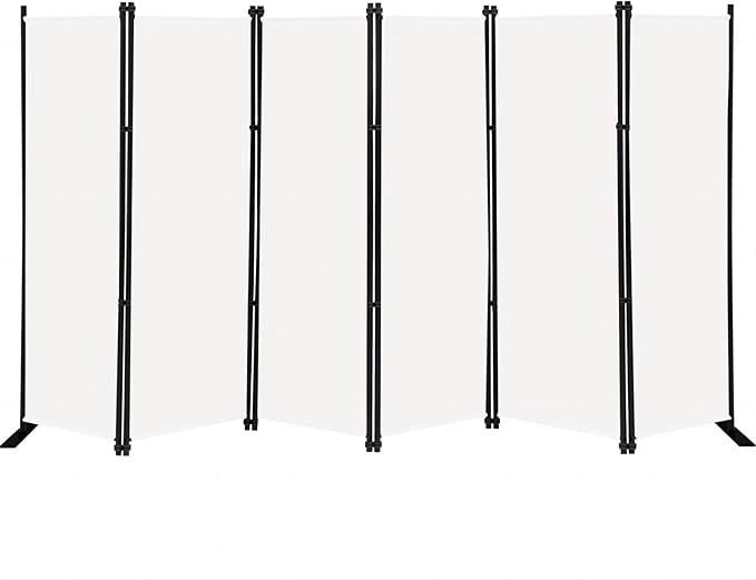 MAYOLIAH 6 Panel Folding Privacy Screen 9ft Wide, 6ft Tall Partition Room Divider Portable Office Walls Dividers Panel, White