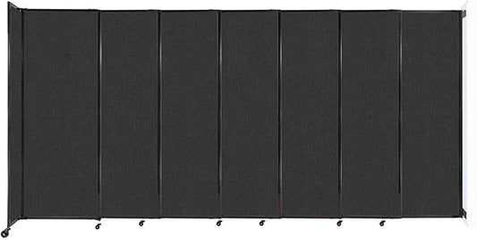 Wall-Mounted Sliding StraightWall Room Divider | Adjustable Widths | Locking Wheels | Room Separator | Up to 15'6" Wide x 7'6" Tall Black Fabric Panels