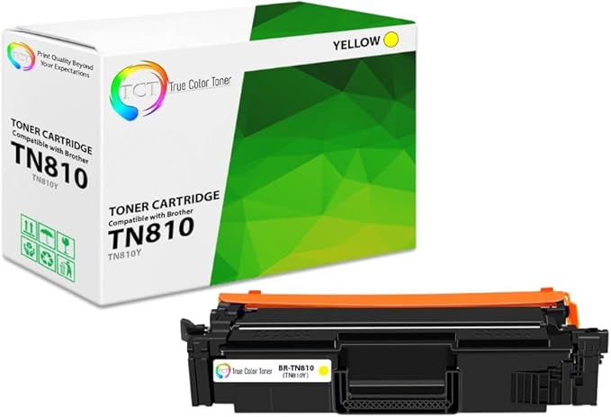 TCT TN810 Yellow Toner Cartridge - Compatible Replacement for Brother TN810 TN-810 Yellow Works with Brother HL‐L9410CDN L9430CDN EX470W MFC‐L9610CDN L9630CDN Printers (6,500 Pages)