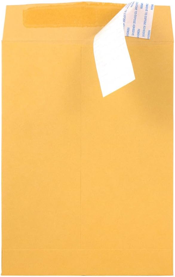 JAM PAPER 6 1/2 x 9 1/2 Open End Envelopes with Peel and Seal Closure - Brown Kraft Manila - Bulk 500/Box