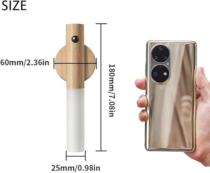 LANDGOO RGB Motion Sensor Night Light, Color Changing Atmosphere Lamp, Battery Powered Rechargeable LED Wood Wall Sconce for Home Party Lighting (RGB Ash Wood 2PCS)