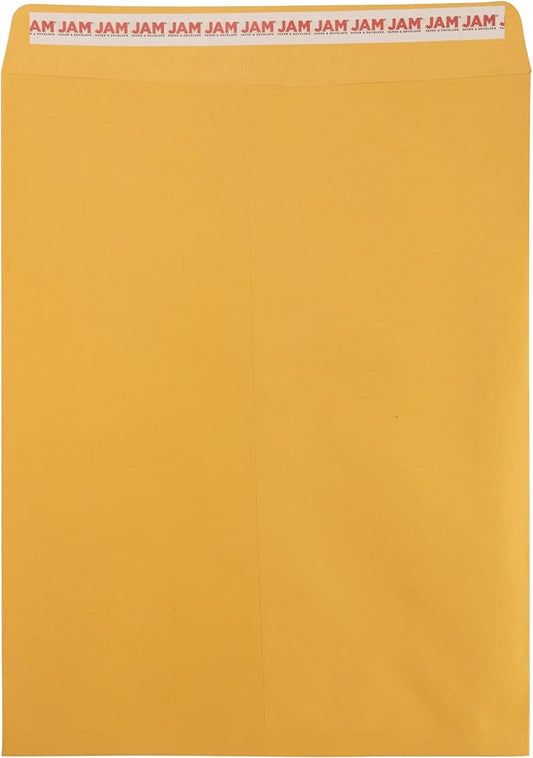 JAM PAPER 12 x 15 1/2 Open End Catalog Envelopes with Peel and Seal Closure - Brown Kraft - Bulk 500/Box