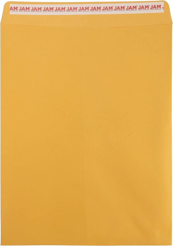 JAM PAPER 12 x 15 1/2 Open End Catalog Recycled Envelopes with Peel and Seal Closure - Brown Kraft - 50/Pack