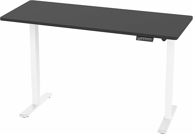 VIVO Electric 60 x 24 in Standing Desk, Memory Height Adjustment, 1B Series, One-Piece Black Top, White Frame, DESK-KIT-1W6B