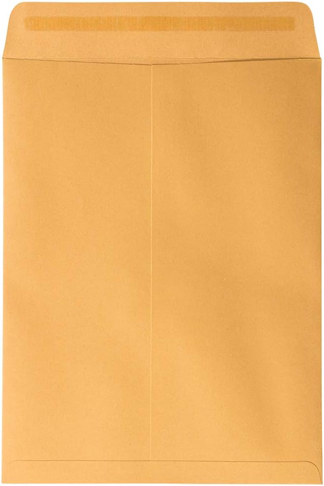 JAM PAPER 9 x 12 Open End Catalog Premium Envelopes with Peel and Seal Closure - Brown Kraft Manila - 100/Pack