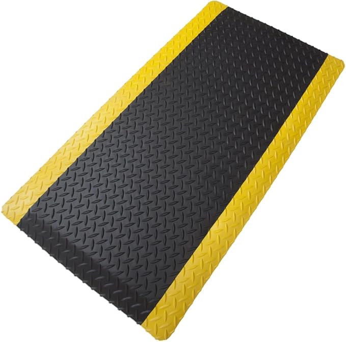 Rhino Mats, American Classic Diamond Anti-Fatigue Mats, Industrial Ergonomic Comfort Standing Mat for Work, Home, Garage, Office, Kitchen or Anywhere (Black/Yellow 1" Thick, 3 FT. x 20 FT.)