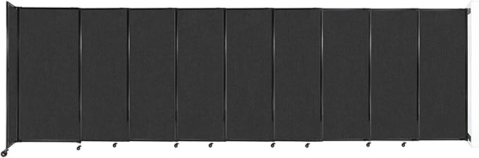 Wall-Mounted Sliding StraightWall Room Divider | Adjustable Widths | Locking Wheels | Room Separator | Up to 19'9" Wide x 6' Tall Black Fabric Panels