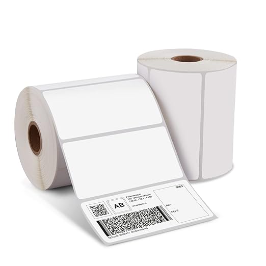 HP 4” x 2” Direct Thermal Shipping Labels, 2 Rolls, 735 Sheets per Roll, Multipurpose Thermal Labels for Personal or Business Use, Compatible with HP and Other Thermal Label Printers, White