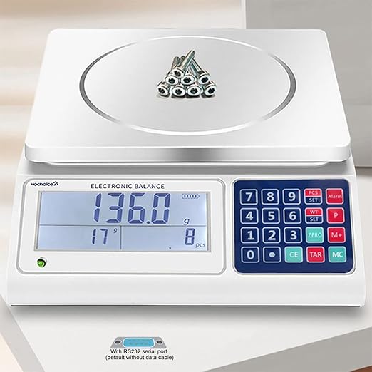 Digital Counting Scales Grams Industrial Scale 33lbs×0.0011lb-15kg x 0.5g High-Precision Electronic Gram Scale with RS232 Port for Connecting Computer or Printer