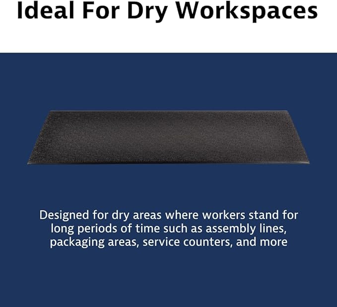 Notrax 411 Sof-Tred™ 3' x 5' x 3/8" Anti Fatigue Mat, Enhanced Slip Resistance with Beveled Edges and Pebbled Surface, Ideal for Industrial and Commercial Workplaces, Black, 411S0335BL