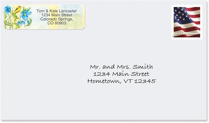 Everyday Birds Rolled Personalized Return Address Mailing Labels with Dispenser, Set of 500, Small ¾ x 2½ Inch Size, Custom Self-Adhesive Sticker Roll, by Colorful Images