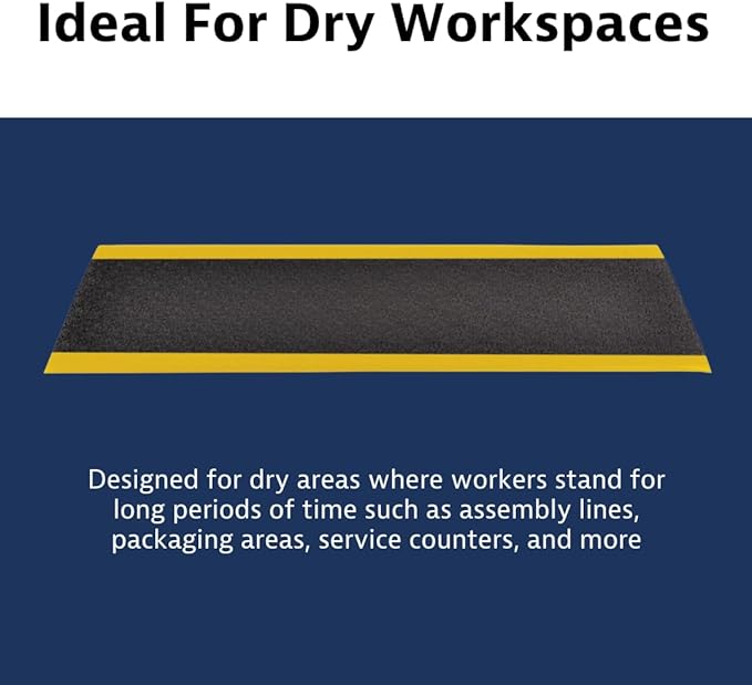 Notrax 411 Sof-Tred™ 2' x 60' x 3/8" Anti Fatigue Mat, Enhanced Slip Resistance with Beveled Edges and Pebbled Surface, Ideal for Industrial and Commercial Workplaces, Black/Yellow, 411R0324BY
