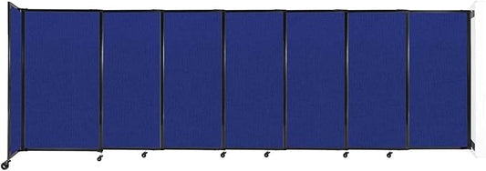 Wall-Mounted Sliding StraightWall Room Divider | Adjustable Widths | Locking Wheels | Room Separator | Up to 15'6" Wide x 5' Tall Royal Blue Fabric Panels