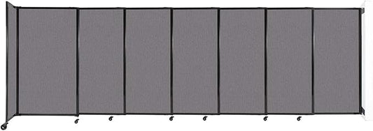 Wall-Mounted Sliding StraightWall Room Divider | Adjustable Widths | Locking Wheels | Room Separator | Up to 15'6" Wide x 5' Tall Slate Fabric Panels