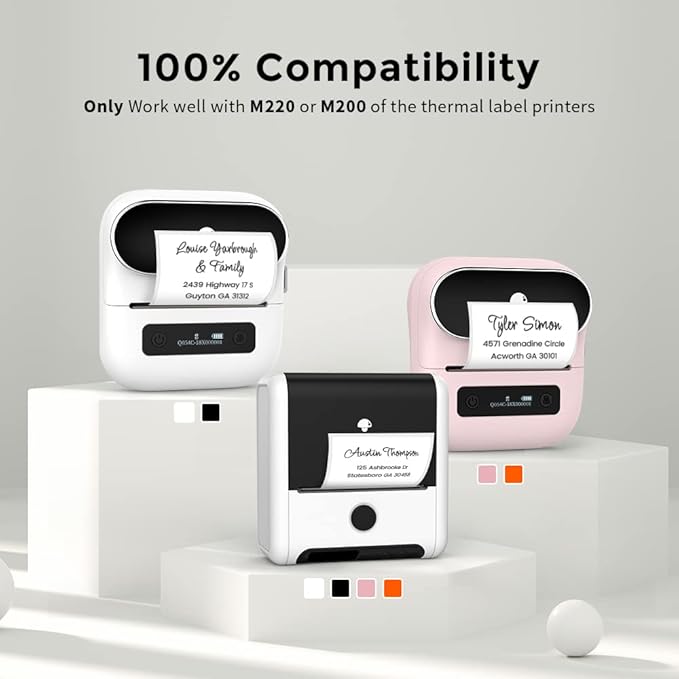 Phomemo Multi-Purpose Square Self-Adhesive Label for Phomemo M220/M250/M260/M221/M200/M421 Label Printer 2.75" x 3.14"(70x80mm), 100 Pcs/Roll Black on White