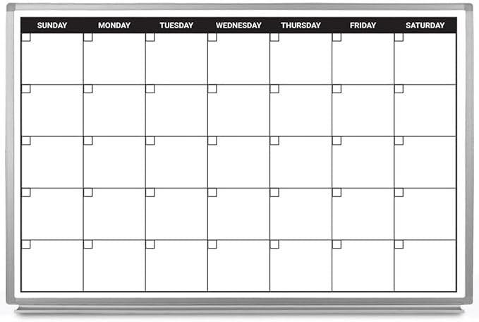 Month Calendar Dry-Erase Scheduling Whiteboard 36" x 24"