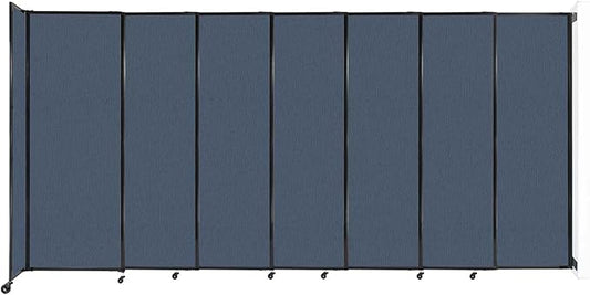 Wall-Mounted Sliding StraightWall Room Divider | Adjustable Widths | Locking Wheels | Room Separator | Up to 15'6" Wide x 7'6" Tall Ocean Fabric Panels