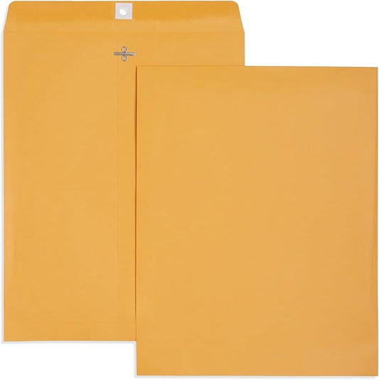 Blue Summit Clasp Manila Envelopes 11x14, 11.5 x 14.5-Inch, Brown Kraft, Gummed Seal, 100 Large 11x14 Envelopes for Mailing Photos and Documents, Manilla Color